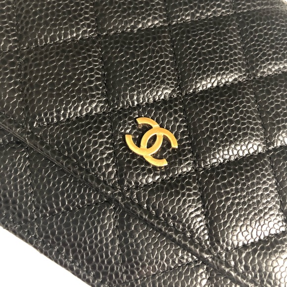 🚫SOLD🚫 CHANEL Wallet On Chain Caviar Black Gold - Picture 2 of 8